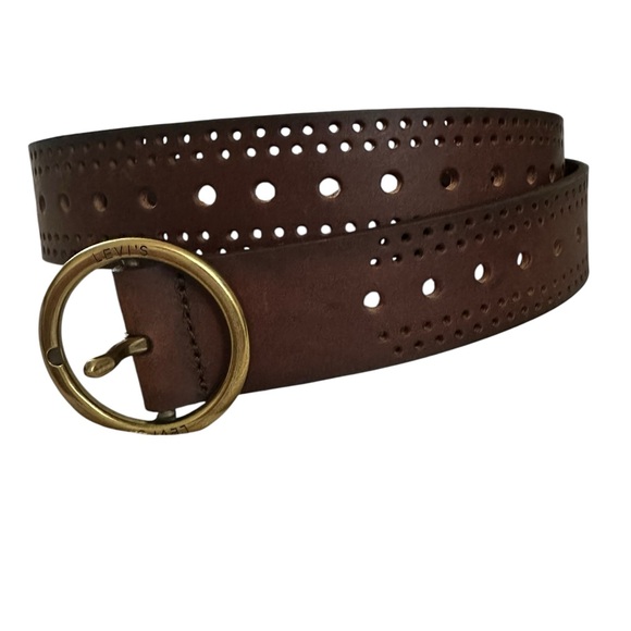 Levi\'s Women\'s Leather Multi-Perforate Fully Adjustable Belt Brown Size XL NWOT main image 6